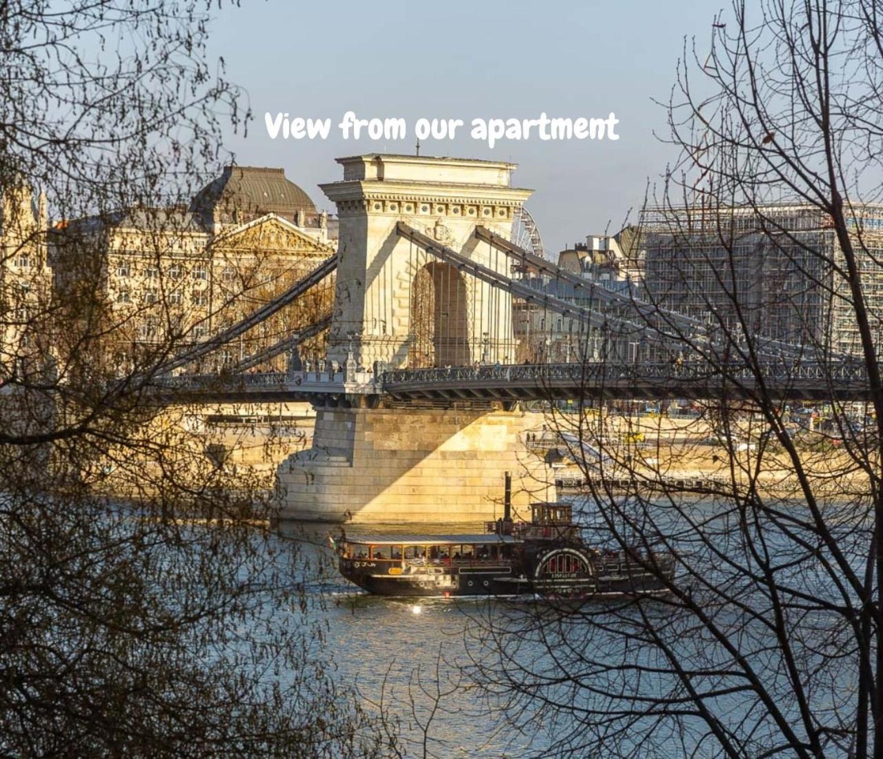 Danube Waterfront View At Chain Bridge Budapest Eksteriør billede